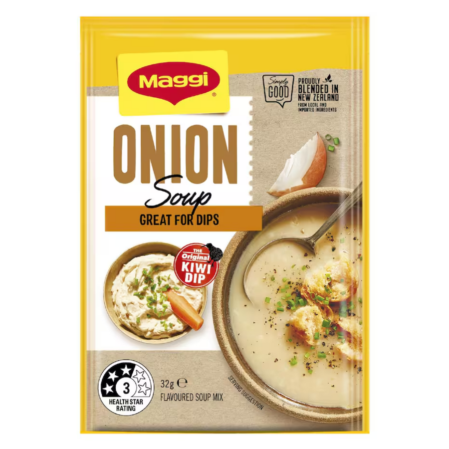 Maggi Onion Soup | Auckland Grocery Delivery Get Maggi Onion Soup delivered to your doorstep by your local Auckland grocery delivery. Shop Paddock To Pantry. Convenient online food shopping in NZ | Grocery Delivery Auckland | Grocery Delivery Nationwide | Fruit Baskets NZ | Online Food Shopping NZ Indulge in the rich flavors of MAGGI Onion Soup, the perfect partner for NESTLÉ Reduced Cream to create the iconic Original Kiwi Dip. 