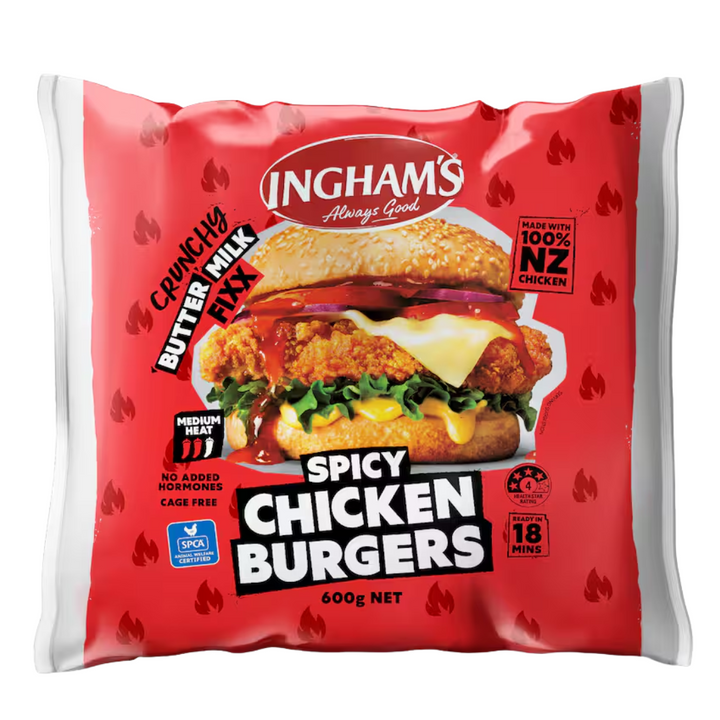 Inghams Chicken Burgers Crunchy Fixx Spicy 600g | Auckland Grocery Delivery Get Inghams Chicken Burgers Crunchy Fixx Spicy 600g delivered to your doorstep by your local Auckland grocery delivery. Shop Paddock To Pantry. Convenient online food shopping in NZ | Grocery Delivery Auckland | Grocery Delivery Nationwide | Fruit Baskets NZ | Online Food Shopping NZ 