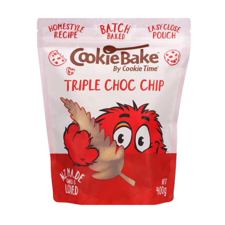 Cookie Bake Triple Choc Chip 400g | Auckland Grocery Delivery Get Cookie Bake Triple Choc Chip 400g delivered to your doorstep by your local Auckland grocery delivery. Shop Paddock To Pantry. Convenient online food shopping in NZ | Grocery Delivery Auckland | Grocery Delivery Nationwide | Fruit Baskets NZ | Online Food Shopping NZ Cookie Bake Triple Choc Chip Cookies 400g – loaded with milk, dark & white choc chips. Shop online for fast NZ-wide grocery delivery from Paddock to Pantry.