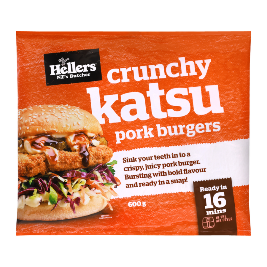 Hellers Katsu Pork Burger 600g | Auckland Grocery Delivery Get Hellers Katsu Pork Burger 600g delivered to your doorstep by your local Auckland grocery delivery. Shop Paddock To Pantry. Convenient online food shopping in NZ | Grocery Delivery Auckland | Grocery Delivery Nationwide | Fruit Baskets NZ | Online Food Shopping NZ Crispy pork katsu burgers coated in golden crumb. Buy online from NZ's favourite online butcher with fast nationwide grocery and meat delivery.