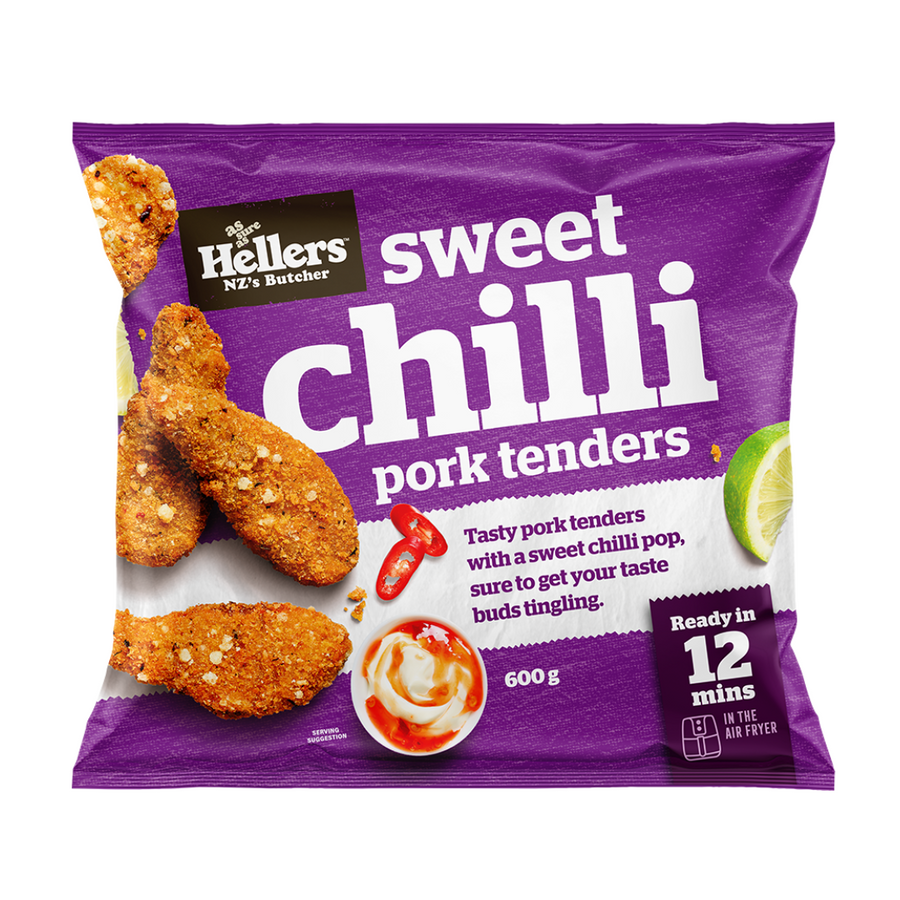Hellers Sweet Chilli Pork Tenders 600g | Auckland Grocery Delivery Get Hellers Sweet Chilli Pork Tenders 600g delivered to your doorstep by your local Auckland grocery delivery. Shop Paddock To Pantry. Convenient online food shopping in NZ | Grocery Delivery Auckland | Grocery Delivery Nationwide | Fruit Baskets NZ | Online Food Shopping NZ Juicy sweet chilli pork tenders in a golden crumb. Shop online at NZ's favourite meat delivery store. Fast, fresh, nationwide grocery delivery.