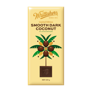 Whittakers Smooth Dark Coconut 50% Cocoa | Auckland Grocery Delivery Get Whittakers Smooth Dark Coconut 50% Cocoa delivered to your doorstep by your local Auckland grocery delivery. Shop Paddock To Pantry. Convenient online food shopping in NZ | Grocery Delivery Auckland | Grocery Delivery Nationwide | Fruit Baskets NZ | Online Food Shopping NZ Smooth 50% dark chocolate with tropical coconut. Order Whittaker’s online with NZ’s trusted grocery & chocolate delivery. Ethically made, palm-oil free.