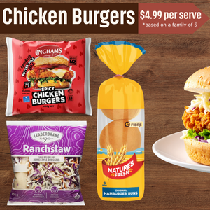 Spicy Crispy Chicken Burger Bundle | Auckland Grocery Delivery Get Spicy Crispy Chicken Burger Bundle delivered to your doorstep by your local Auckland grocery delivery. Shop Paddock To Pantry. Convenient online food shopping in NZ | Grocery Delivery Auckland | Grocery Delivery Nationwide | Fruit Baskets NZ | Online Food Shopping NZ Easy spicy chicken burger meal bundle for quick dinners. Includes crispy tenders, buns & more. Shop online with fast NZ-wide grocery delivery.