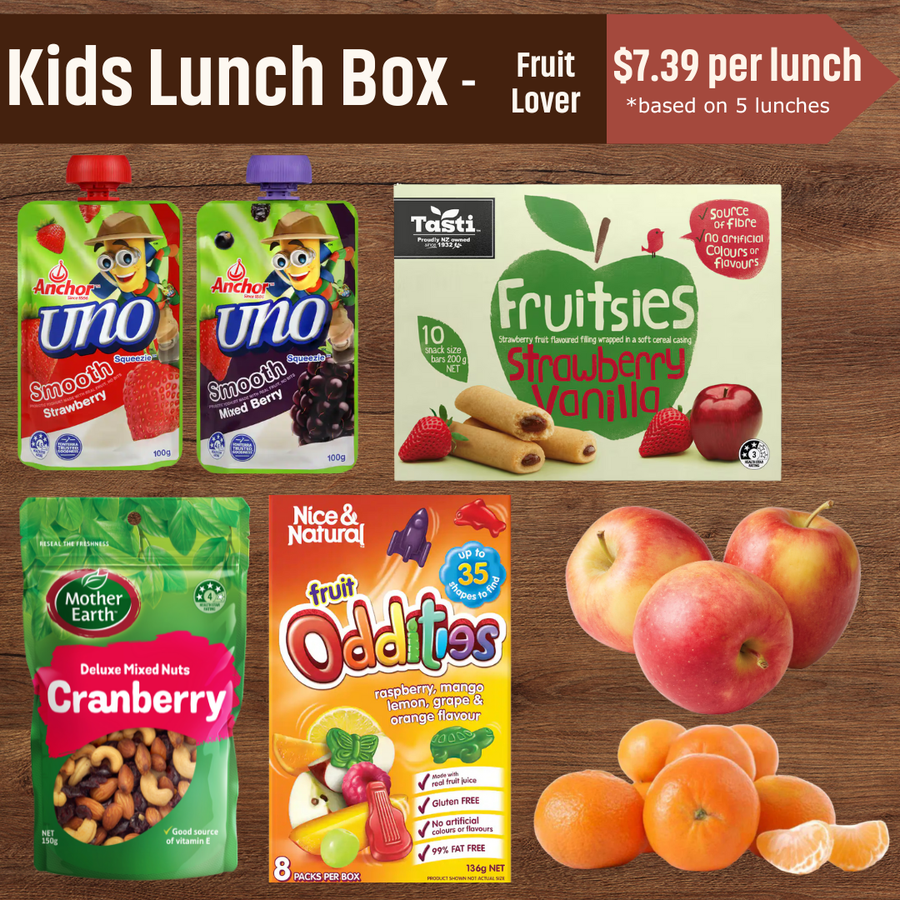 School Lunch Box - Fruit Lover | Auckland Grocery Delivery Get School Lunch Box - Fruit Lover delivered to your doorstep by your local Auckland grocery delivery. Shop Paddock To Pantry. Convenient online food shopping in NZ | Grocery Delivery Auckland | Grocery Delivery Nationwide | Fruit Baskets NZ | Online Food Shopping NZ Wholesome lunch box for kids packed with yoghurt, fruit, nuts & snacks. The perfect fruity, healthy, school lunch care pack.