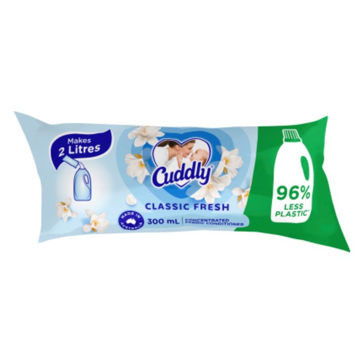 Cuddly Classic Fresh Fabric Conditioner Sachet | Auckland Grocery Delivery Get Cuddly Classic Fresh Fabric Conditioner Sachet delivered to your doorstep by your local Auckland grocery delivery. Shop Paddock To Pantry. Convenient online food shopping in NZ | Grocery Delivery Auckland | Grocery Delivery Nationwide | Fruit Baskets NZ | Online Food Shopping NZ Classic Fresh fabric softener sachet leaves clothes soft and lightly scented. Easy-to-use, ideal for laundry freshness on the go.
