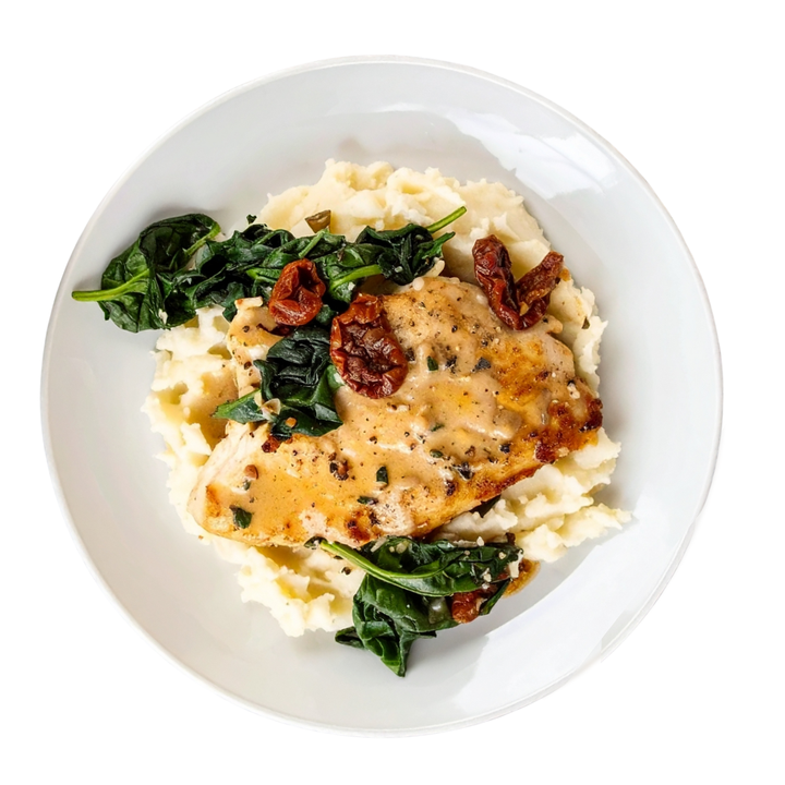 Tuscan Chicken With Mash Potato Bundle | Auckland Grocery Delivery Get Tuscan Chicken With Mash Potato Bundle delivered to your doorstep by your local Auckland grocery delivery. Shop Paddock To Pantry. Convenient online food shopping in NZ | Grocery Delivery Auckland | Grocery Delivery Nationwide | Fruit Baskets NZ | Online Food Shopping NZ Tuscan Chicken with creamy mash – an easy dinner meal bundle with fresh chicken, herbs, and veggies. Quick, delicious and delivered to your door.
