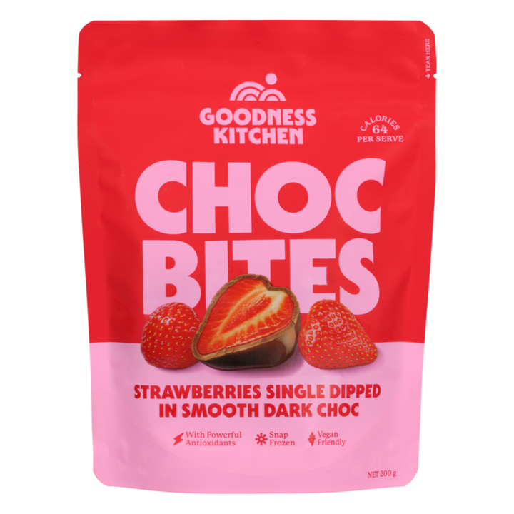 Goodness Kitchen Choc Bite Strawberry | Auckland Grocery Delivery Get Goodness Kitchen Choc Bite Strawberry delivered to your doorstep by your local Auckland grocery delivery. Shop Paddock To Pantry. Convenient online food shopping in NZ | Grocery Delivery Auckland | Grocery Delivery Nationwide | Fruit Baskets NZ | Online Food Shopping NZ Goodness Choc Bite Strawberry – the perfect snack for lunchboxes or cravings. Shop online for NZ-wide grocery delivery. Great value at Paddock to Pantry!