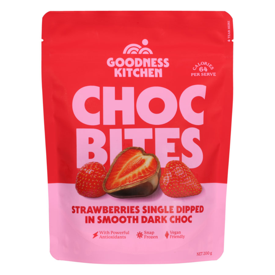 Goodness Kitchen Choc Bite Strawberry | Auckland Grocery Delivery Get Goodness Kitchen Choc Bite Strawberry delivered to your doorstep by your local Auckland grocery delivery. Shop Paddock To Pantry. Convenient online food shopping in NZ | Grocery Delivery Auckland | Grocery Delivery Nationwide | Fruit Baskets NZ | Online Food Shopping NZ Goodness Choc Bite Strawberry – the perfect snack for lunchboxes or cravings. Shop online for NZ-wide grocery delivery. Great value at Paddock to Pantry!