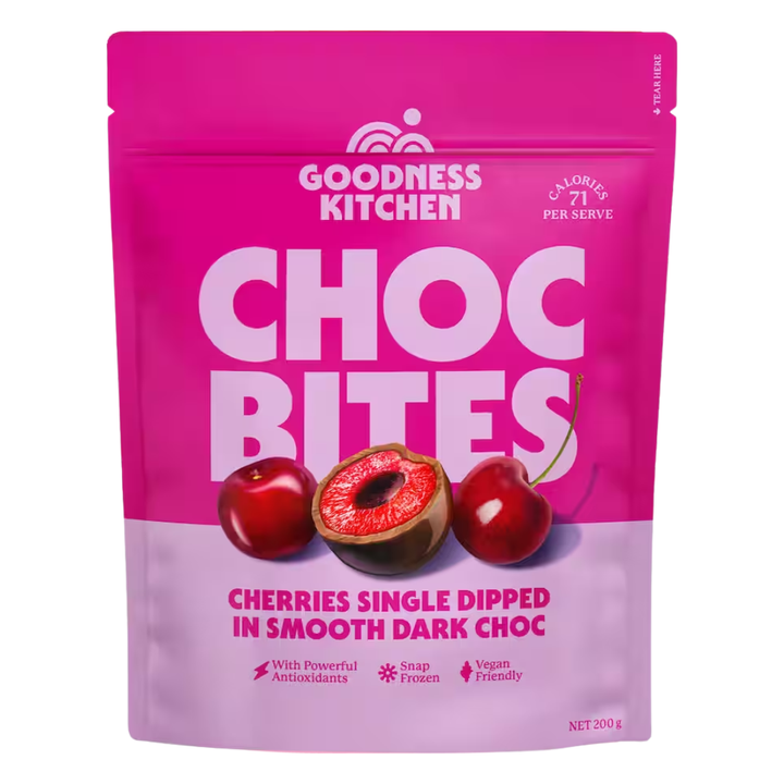 Goodness Kitchen Choc Bite Cherry | Auckland Grocery Delivery Get Goodness Kitchen Choc Bite Cherry delivered to your doorstep by your local Auckland grocery delivery. Shop Paddock To Pantry. Convenient online food shopping in NZ | Grocery Delivery Auckland | Grocery Delivery Nationwide | Fruit Baskets NZ | Online Food Shopping NZ Goodness Kitchen Choc Bite Cherry – cherry and chocolate in one tasty snack. Order online with fast NZ grocery delivery from your local online supermarket!