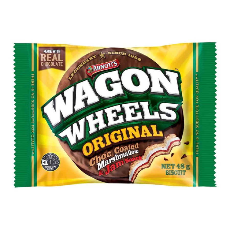 Arnotts Wagon Wheel 48g | Auckland Grocery Delivery Get Arnotts Wagon Wheel 48g delivered to your doorstep by your local Auckland grocery delivery. Shop Paddock To Pantry. Convenient online food shopping in NZ | Grocery Delivery Auckland | Grocery Delivery Nationwide | Fruit Baskets NZ | Online Food Shopping NZ Shop Arnotts Wagon Wheel 48g online. Great value snack delivered NZ-wide. Your trusted online supermarket for grocery delivery.