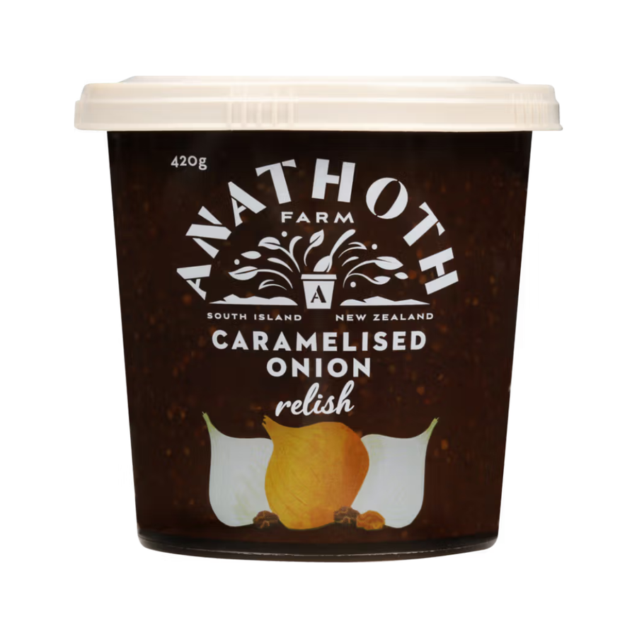 Anathoth Farm Relish Caramelised Onion | Auckland Grocery Delivery Get Anathoth Farm Relish Caramelised Onion delivered to your doorstep by your local Auckland grocery delivery. Shop Paddock To Pantry. Convenient online food shopping in NZ | Grocery Delivery Auckland | Grocery Delivery Nationwide | Fruit Baskets NZ | Online Food Shopping NZ Shop Anathoth Farm Caramelised Onion Relish – NZ-made, gluten-free and vegan. Perfect for burgers, meats or platters. Delivered nationwide.
