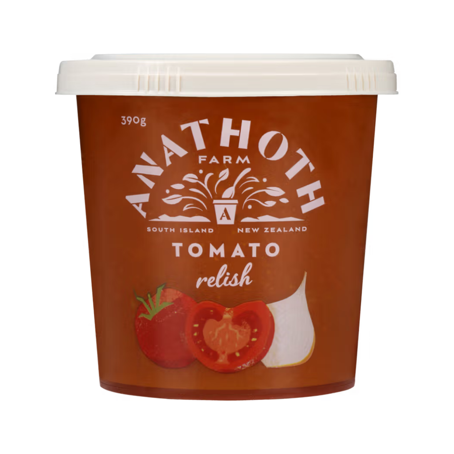 Anathoth Farm Relish Tomato | Auckland Grocery Delivery Get Anathoth Farm Relish Tomato delivered to your doorstep by your local Auckland grocery delivery. Shop Paddock To Pantry. Convenient online food shopping in NZ | Grocery Delivery Auckland | Grocery Delivery Nationwide | Fruit Baskets NZ | Online Food Shopping NZ Shop Anathoth Farm Tomato Relish – NZ-made, gluten free and vegan. Sweet, tangy and perfect for burgers or sandwiches. Delivered nationwide.