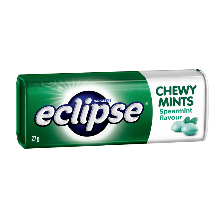 Eclipse Chewy Mints Spearmint 27g | Auckland Grocery Delivery Get Eclipse Chewy Mints Spearmint 27g delivered to your doorstep by your local Auckland grocery delivery. Shop Paddock To Pantry. Convenient online food shopping in NZ | Grocery Delivery Auckland | Grocery Delivery Nationwide | Fruit Baskets NZ | Online Food Shopping NZ Sugar-free chewy spearmint mints for smooth, lasting freshness. Perfect for travel or work. Shop Eclipse Mints online with NZ-wide delivery.