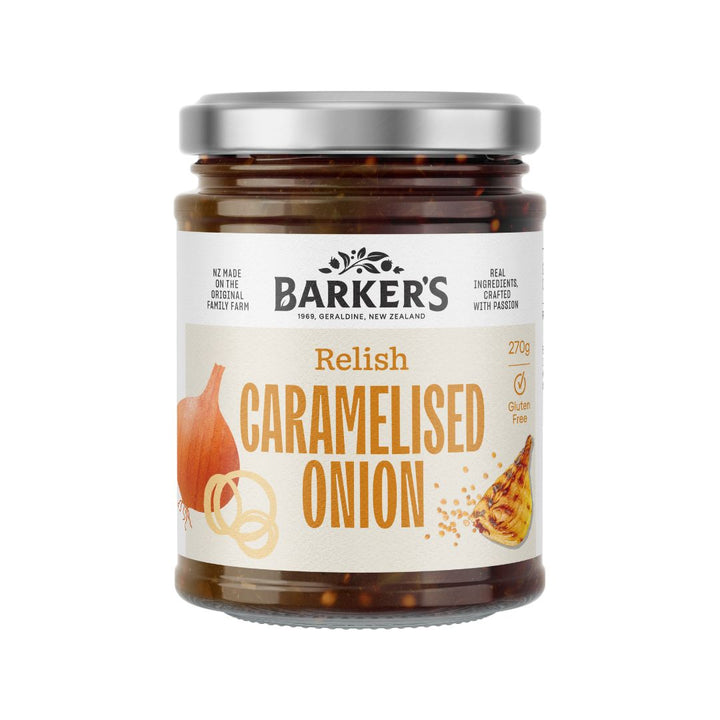 Barkers Caramelised Onion Relish | Auckland Grocery Delivery Get Barkers Caramelised Onion Relish delivered to your doorstep by your local Auckland grocery delivery. Shop Paddock To Pantry. Convenient online food shopping in NZ | Grocery Delivery Auckland | Grocery Delivery Nationwide | Fruit Baskets NZ | Online Food Shopping NZ Rich caramelised onion relish perfect for burgers, meats, and platters. NZ-made and full of flavour. Shop Barkers relishes online NZ-wide.