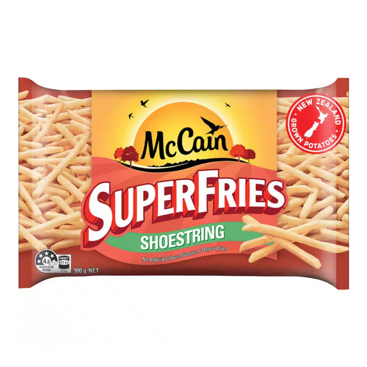 McCain Shoe String Fries | Auckland Grocery Delivery Get McCain Shoe String Fries delivered to your doorstep by your local Auckland grocery delivery. Shop Paddock To Pantry. Convenient online food shopping in NZ | Grocery Delivery Auckland | Grocery Delivery Nationwide | Fruit Baskets NZ | Online Food Shopping NZ Crispy thin-cut shoestring fries perfect for oven or air fryer cooking. Ideal side for any meal. Shop McCain frozen fries online NZ-wide.