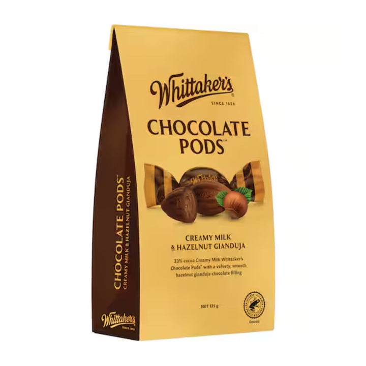 Whittaker's Chocolate Pods Creamy & Hazelnut Gianduja | Auckland Grocery Delivery Get Whittaker's Chocolate Pods Creamy & Hazelnut Gianduja delivered to your doorstep by your local Auckland grocery delivery. Shop Paddock To Pantry. Convenient online food shopping in NZ | Grocery Delivery Auckland | Grocery Delivery Nationwide | Fruit Baskets NZ | Online Food Shopping NZ Decadent Whittaker’s chocolate pods filled with creamy hazelnut gianduja. Perfect for gifting or treating yourself. Shop Whittaker’s treats