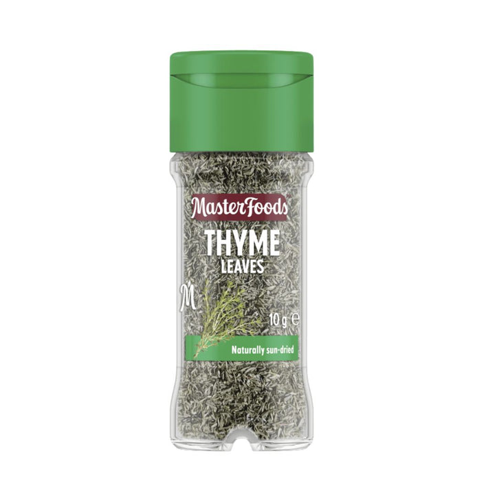 Masterfoods Thyme Leaves | Auckland Grocery Delivery Get Masterfoods Thyme Leaves delivered to your doorstep by your local Auckland grocery delivery. Shop Paddock To Pantry. Convenient online food shopping in NZ | Grocery Delivery Auckland | Grocery Delivery Nationwide | Fruit Baskets NZ | Online Food Shopping NZ Aromatic thyme leaves are perfect for seasoning meats, veggies, soups, and casseroles. A versatile pantry staple. Shop MasterFoods herbs online NZ-wide.
