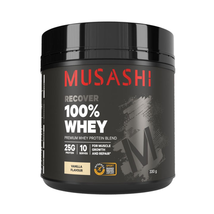 Musashi 100% Whey Protein Shake Vanilla 330g | Auckland Grocery Delivery Get Musashi 100% Whey Protein Shake Vanilla 330g delivered to your doorstep by your local Auckland grocery delivery. Shop Paddock To Pantry. Convenient online food shopping in NZ | Grocery Delivery Auckland | Grocery Delivery Nationwide | Fruit Baskets NZ | Online Food Shopping NZ 