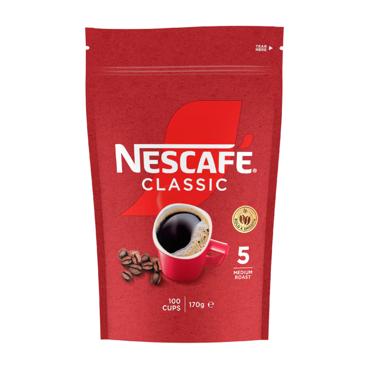 Nescafe Classic Instant Coffee 170g | Auckland Grocery Delivery Get Nescafe Classic Instant Coffee 170g delivered to your doorstep by your local Auckland grocery delivery. Shop Paddock To Pantry. Convenient online food shopping in NZ | Grocery Delivery Auckland | Grocery Delivery Nationwide | Fruit Baskets NZ | Online Food Shopping NZ Rich, smooth instant coffee for everyday drinking. Quick and easy to prepare. Shop Nescafé Classic online with nationwide NZ grocery delivery.