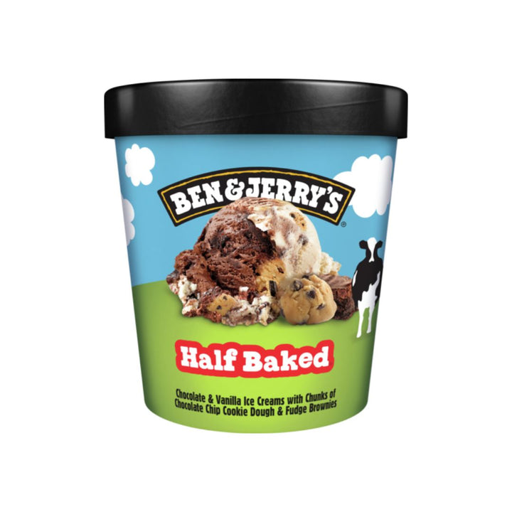 Ben and Jerry's Half Baked | Auckland Grocery Delivery Get Ben and Jerry's Half Baked delivered to your doorstep by your local Auckland grocery delivery. Shop Paddock To Pantry. Convenient online food shopping in NZ | Grocery Delivery Auckland | Grocery Delivery Nationwide | Fruit Baskets NZ | Online Food Shopping NZ Ben & Jerry’s Half Baked ice cream with cookie dough & brownie chunks. Chocolate & vanilla frozen dessert delivered nationwide in NZ.
