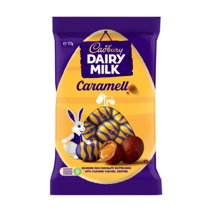Cadbury Dairy Milk Caramello Eggs | Auckland Grocery Delivery Get Cadbury Dairy Milk Caramello Eggs delivered to your doorstep by your local Auckland grocery delivery. Shop Paddock To Pantry. Convenient online food shopping in NZ | Grocery Delivery Auckland | Grocery Delivery Nationwide | Fruit Baskets NZ | Online Food Shopping NZ Cadbury Dairy Milk Caramello Eggs with creamy caramel centres. Shop Easter chocolate and treats online with convenient NZ grocery delivery.
