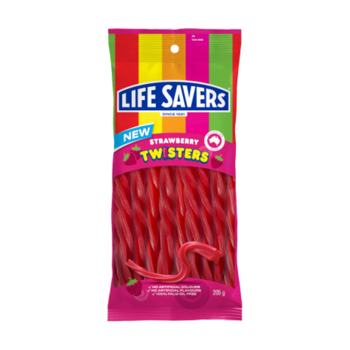 Lifesavers Twisters Strawberry | Auckland Grocery Delivery Get Lifesavers Twisters Strawberry delivered to your doorstep by your local Auckland grocery delivery. Shop Paddock To Pantry. Convenient online food shopping in NZ | Grocery Delivery Auckland | Grocery Delivery Nationwide | Fruit Baskets NZ | Online Food Shopping NZ Lifesavers Twisters Strawberry chewy lollies. Sweet fruity treats for sharing — shop snacks online with fast NZ grocery delivery to your door.