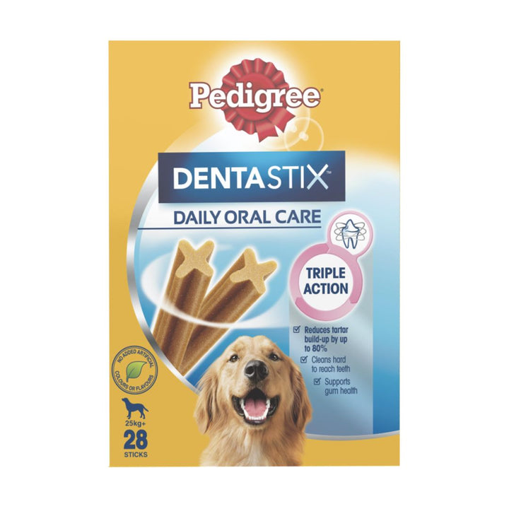 Pedigree Dentastix Large Dog Bulk 28pk | Auckland Grocery Delivery Get Pedigree Dentastix Large Dog Bulk 28pk delivered to your doorstep by your local Auckland grocery delivery. Shop Paddock To Pantry. Convenient online food shopping in NZ | Grocery Delivery Auckland | Grocery Delivery Nationwide | Fruit Baskets NZ | Online Food Shopping NZ Pedigree Dentastix 1.08kg for large dogs. Extra chews, reduces tartar up to 80%, supports gums, no artificial additives. NZ-wide pet delivery.