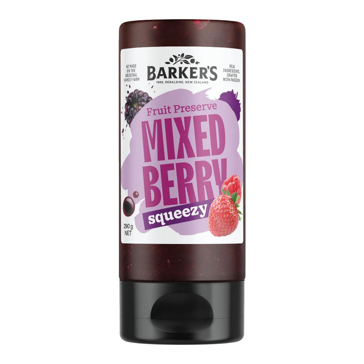 Barkers Mixed Berry Squeeze Jam Preserve | Auckland Grocery Delivery Get Barkers Mixed Berry Squeeze Jam Preserve delivered to your doorstep by your local Auckland grocery delivery. Shop Paddock To Pantry. Convenient online food shopping in NZ | Grocery Delivery Auckland | Grocery Delivery Nationwide | Fruit Baskets NZ | Online Food Shopping NZ Barker’s Strawberry Squeeze Jam Preserve. Easy, no-mess fruit jam — shop spreads and pantry staples online with convenient NZ grocery delivery.