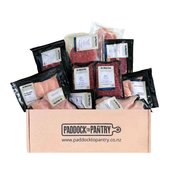 Family Box | Auckland Grocery Delivery Get Family Box delivered to your doorstep by your local Auckland grocery delivery. Shop Paddock To Pantry. Convenient online food shopping in NZ | Grocery Delivery Auckland | Grocery Delivery Nationwide | Fruit Baskets NZ | Online Food Shopping NZ All your favourite meat cuts for the family. All meat is locally sourced & delivered directly! Get your favourite cuts and groceries delivered overnight nationwide