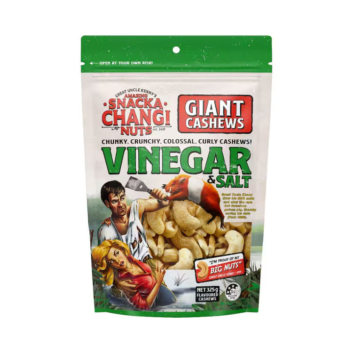 Snackachangi Cashews Salt & Vinegar 325g | Auckland Grocery Delivery Get Snackachangi Cashews Salt & Vinegar 325g delivered to your doorstep by your local Auckland grocery delivery. Shop Paddock To Pantry. Convenient online food shopping in NZ | Grocery Delivery Auckland | Grocery Delivery Nationwide | Fruit Baskets NZ | Online Food Shopping NZ Snackachangi Salt & Vinegar Cashews. Tangy roasted nuts for snacking or platters — shop snacks online with convenient NZ grocery delivery to your door.
