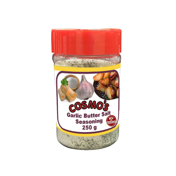 Cosmos Garlic Butter Salt Shaker | Auckland Grocery Delivery Get Cosmos Garlic Butter Salt Shaker delivered to your doorstep by your local Auckland grocery delivery. Shop Paddock To Pantry. Convenient online food shopping in NZ | Grocery Delivery Auckland | Grocery Delivery Nationwide | Fruit Baskets NZ | Online Food Shopping NZ Cosmos Garlic Butter Salt Shaker. Rich buttery garlic seasoning for chips, meats and veggies — shop pantry essentials online with NZ grocery delivery.