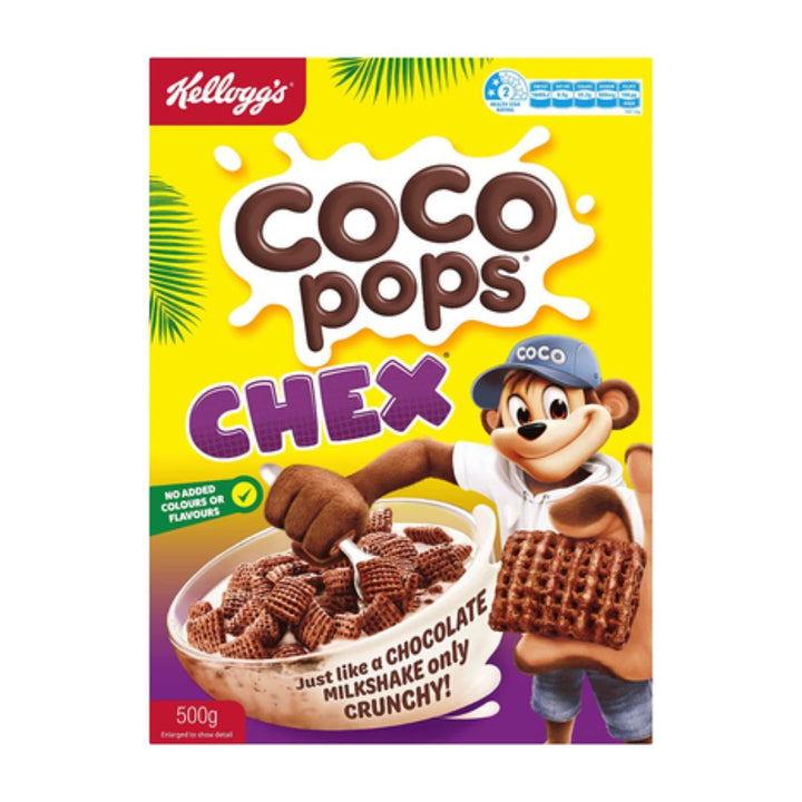 Kelloggs Coco Pops Chex | Auckland Grocery Delivery Get Kelloggs Coco Pops Chex delivered to your doorstep by your local Auckland grocery delivery. Shop Paddock To Pantry. Convenient online food shopping in NZ | Grocery Delivery Auckland | Grocery Delivery Nationwide | Fruit Baskets NZ | Online Food Shopping NZ Kellogg’s Coco Pops Chex Cereal. Crunchy chocolate breakfast cereal the whole family will love — shop breakfast favourites online with NZ grocery delivery.