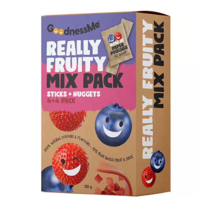 Goodness Me Real Fruity Mix Pack | Auckland Grocery Delivery Get Goodness Me Real Fruity Mix Pack delivered to your doorstep by your local Auckland grocery delivery. Shop Paddock To Pantry. Convenient online food shopping in NZ | Grocery Delivery Auckland | Grocery Delivery Nationwide | Fruit Baskets NZ | Online Food Shopping NZ Goodness Me Real Fruity Mix Pack. Fruity lunchbox snacks for kids and families — shop snacks online with convenient NZ grocery delivery to your door.