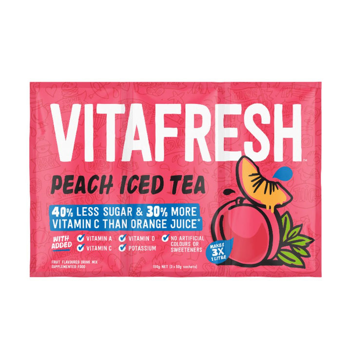 Vitafresh Peach Iced Tea Drink Mix | Auckland Grocery Delivery Get Vitafresh Peach Iced Tea Drink Mix delivered to your doorstep by your local Auckland grocery delivery. Shop Paddock To Pantry. Convenient online food shopping in NZ | Grocery Delivery Auckland | Grocery Delivery Nationwide | Fruit Baskets NZ | Online Food Shopping NZ Vitafresh Peach Iced Tea Drink Mix. Refreshing peach-flavoured iced tea made easy — shop drinks online with convenient NZ grocery delivery.