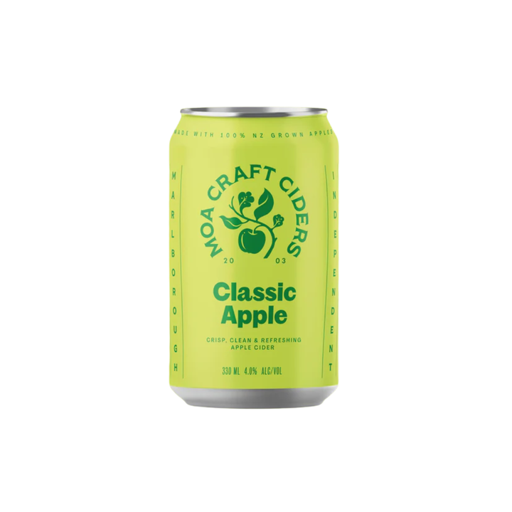 Moa Apple Cider - 6 pack | Auckland Grocery Delivery Get Moa Apple Cider - 6 pack delivered to your doorstep by your local Auckland grocery delivery. Shop Paddock To Pantry. Convenient online food shopping in NZ | Grocery Delivery Auckland | Grocery Delivery Nationwide | Fruit Baskets NZ | Online Food Shopping NZ Moa Classic Apple Cider delivers crisp apple flavour with balanced sweetness and refreshing acidity.