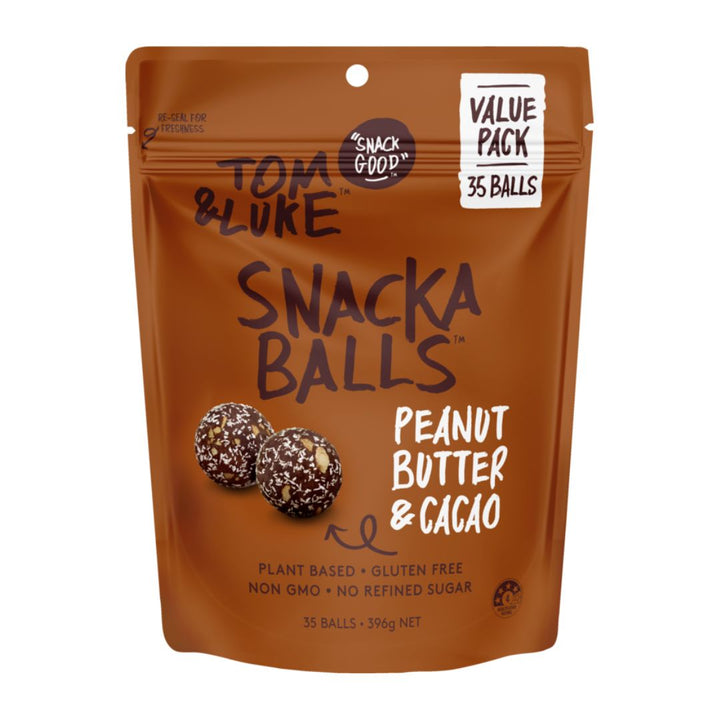 Tom & Luke Snacka Balls Peanut Butter & Cacao | Auckland Grocery Delivery Get Tom & Luke Snacka Balls Peanut Butter & Cacao delivered to your doorstep by your local Auckland grocery delivery. Shop Paddock To Pantry. Convenient online food shopping in NZ | Grocery Delivery Auckland | Grocery Delivery Nationwide | Fruit Baskets NZ | Online Food Shopping NZ Tom & Luke Peanut Butter & Cacao Snacka Balls. Delicious bite-sized snacks for lunchboxes and on-the-go energy — shop snacks online with NZ grocery delive