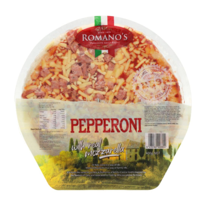 Romanos Pizza Pepperoni | Auckland Grocery Delivery Get Romanos Pizza Pepperoni delivered to your doorstep by your local Auckland grocery delivery. Shop Paddock To Pantry. Convenient online food shopping in NZ | Grocery Delivery Auckland | Grocery Delivery Nationwide | Fruit Baskets NZ | Online Food Shopping NZ Romano’s Pepperoni Pizza. Loaded with pepperoni and cheese for easy family meals — shop frozen favourites online with convenient NZ grocery delivery.