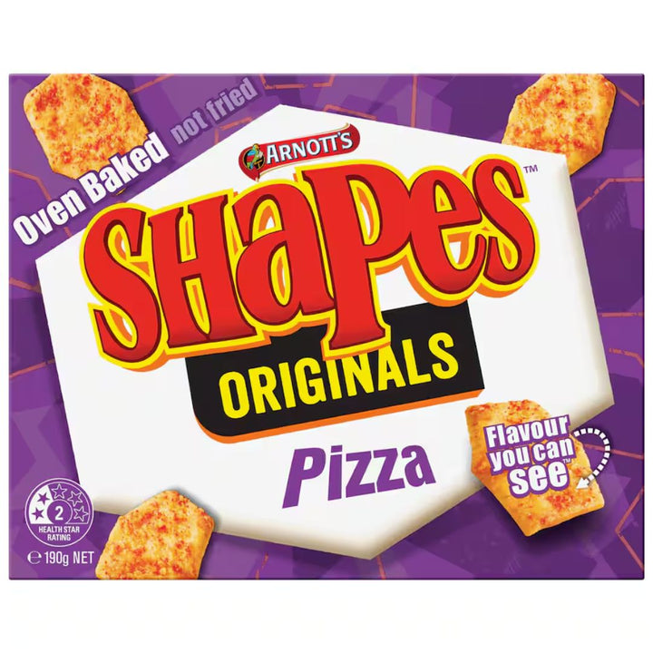 Arnotts Shapes Pizza 175g Buy Arnott’s Shapes Pizza 175g at Paddock to Pantry – bold, crunchy snacks delivered fast with NZ-wide online grocery delivery.