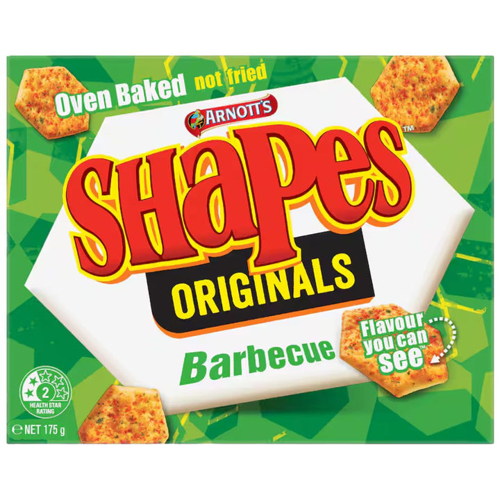 Arnotts Shapes Barbecue 175g Arnotts Shapes Barbecue 175g delivers a bold and smoky BBQ flavour in every bite. Crackers and chips for quality grocery snacks.