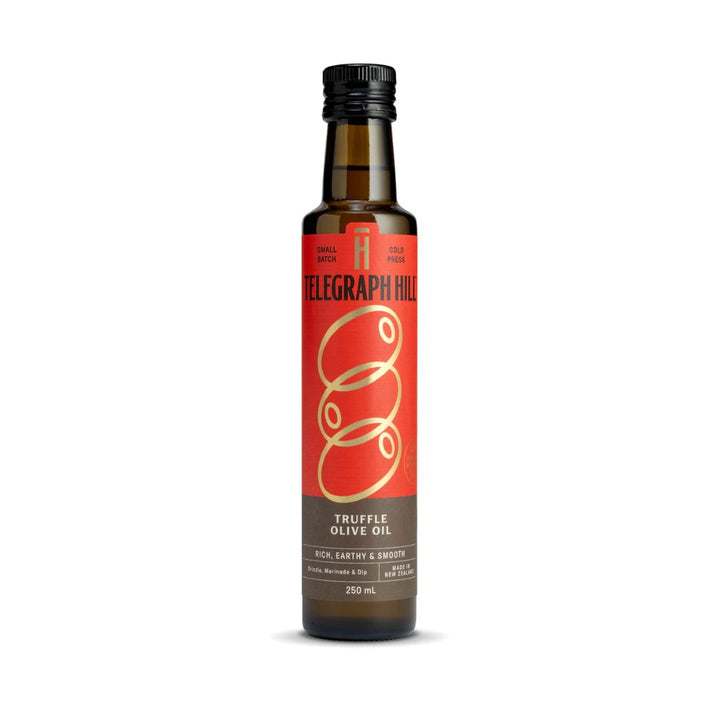 Telegraph Hill Extra Virgin Truffle Olive Oil - 250ml | Auckland Grocery Delivery Get Telegraph Hill Extra Virgin Truffle Olive Oil - 250ml delivered to your doorstep by your local Auckland grocery delivery. Shop Paddock To Pantry. Convenient online food shopping in NZ | Grocery Delivery Auckland | Grocery Delivery Nationwide | Fruit Baskets NZ | Online Food Shopping NZ Made in New Zealand from premium olives, it delivers a rich, buttery flavour with a hint of peppery spice delivered nationwide with Paddock