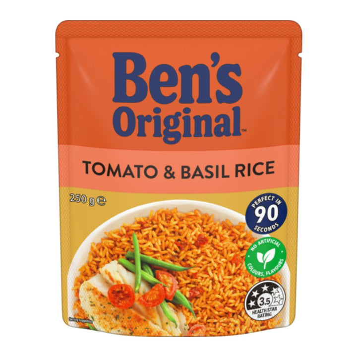 Bens Original Tomato & Basil | Auckland Grocery Delivery Get Bens Original Tomato & Basil delivered to your doorstep by your local Auckland grocery delivery. Shop Paddock To Pantry. Convenient online food shopping in NZ | Grocery Delivery Auckland | Grocery Delivery Nationwide | Fruit Baskets NZ | Online Food Shopping NZ Flavourful tomato & basil microwave rice ready in 90 seconds. Perfect side or meal base. Shop Ben’s Original rice online, delivered NZ-wide.