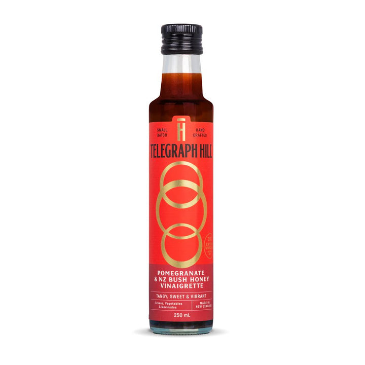 Telegraph Hill Pomegranate & NZ Bush Honey 250ml | Auckland Grocery Delivery Get Telegraph Hill Pomegranate & NZ Bush Honey 250ml delivered to your doorstep by your local Auckland grocery delivery. Shop Paddock To Pantry. Convenient online food shopping in NZ | Grocery Delivery Auckland | Grocery Delivery Nationwide | Fruit Baskets NZ | Online Food Shopping NZ Telegraph Hill Pomegranate &amp; NZ Bush Honey Vinaigrette - Our handcrafted vinaigrette blends the deep tangy richness of pomegranate with the golde