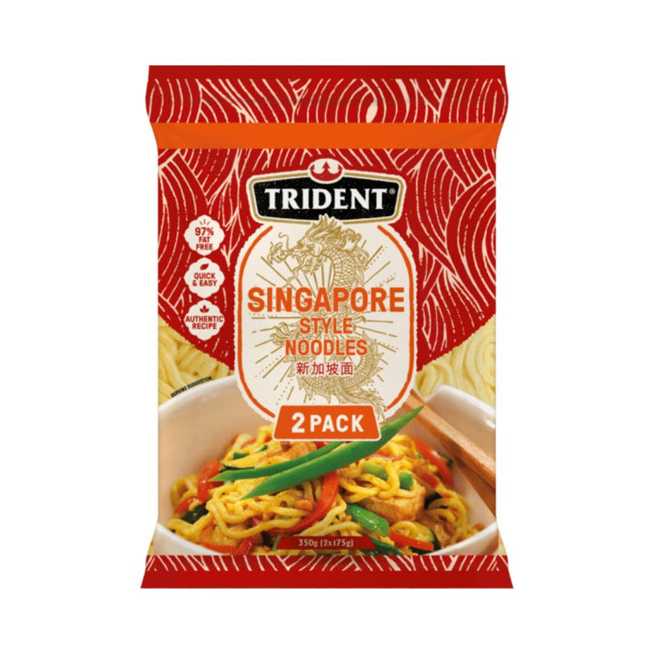Trident Singapore Noodles 350g | Auckland Grocery Delivery Get Trident Singapore Noodles 350g delivered to your doorstep by your local Auckland grocery delivery. Shop Paddock To Pantry. Convenient online food shopping in NZ | Grocery Delivery Auckland | Grocery Delivery Nationwide | Fruit Baskets NZ | Online Food Shopping NZ Indulge in a flavorful journey with Trident Singapore Noodles. Our thin-style noodles are perfect for creating the classic Singapore Fried Noodles dish.