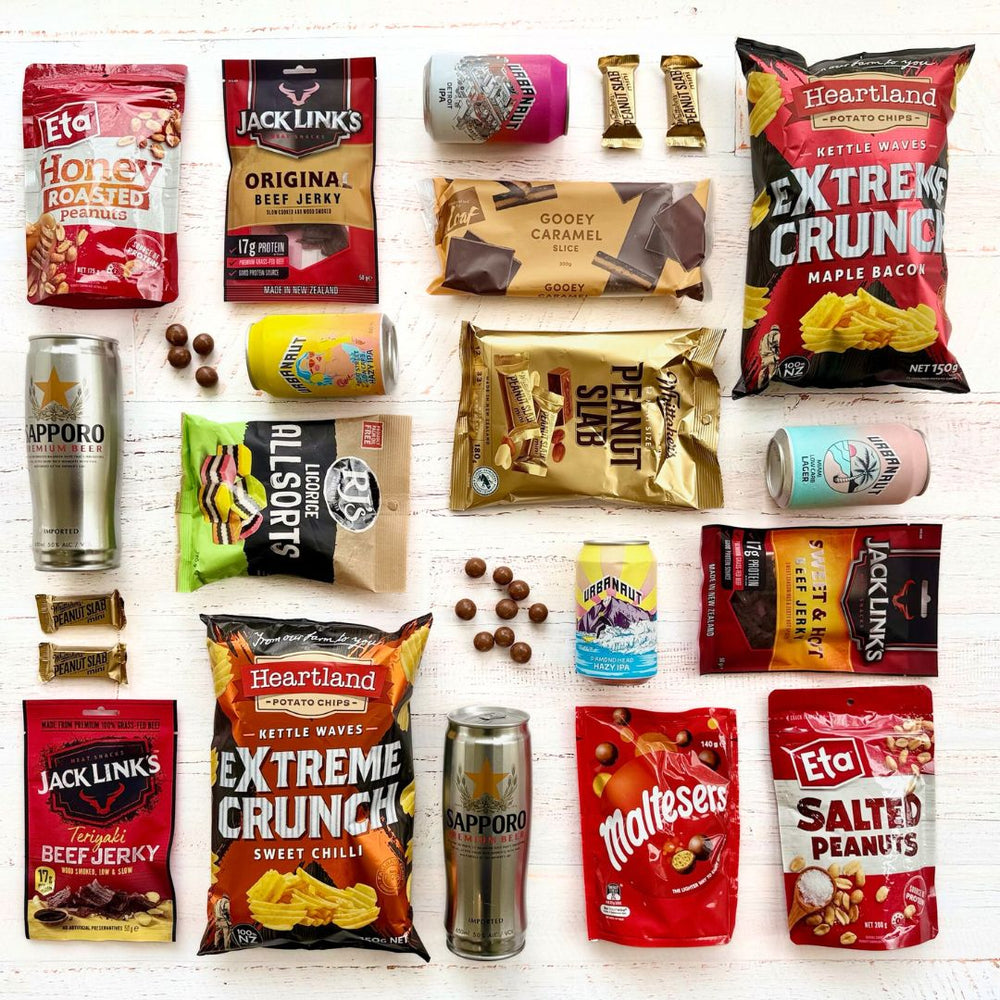 Craft Beers Gift Box The perfect gift for that hard to buy person, with alcohol snacks and sweets! Whats not to love? Delivering Meat Boxes & Gift Boxes NZ Wide.