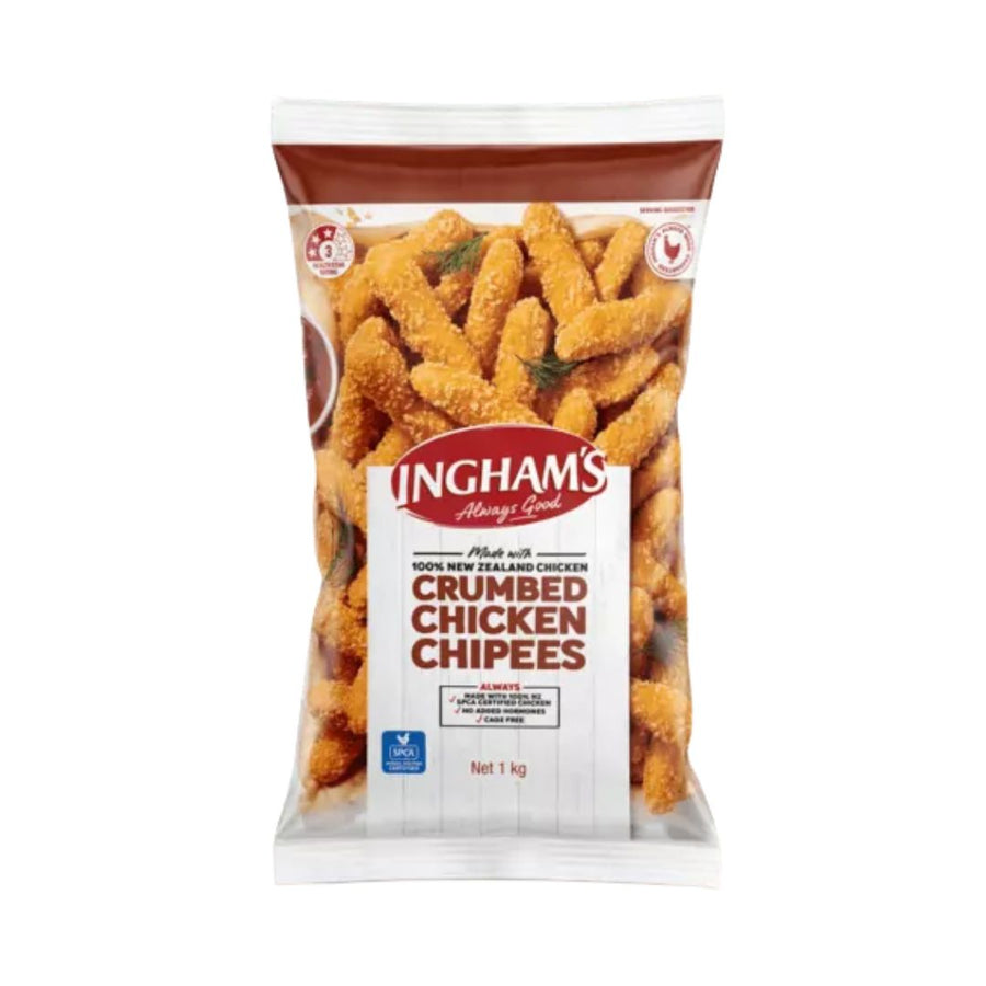 Inghams Crumbed Chicken Chippees | Auckland Grocery Delivery Get Inghams Crumbed Chicken Chippees delivered to your doorstep by your local Auckland grocery delivery. Shop Paddock To Pantry. Convenient online food shopping in NZ | Grocery Delivery Auckland | Grocery Delivery Nationwide | Fruit Baskets NZ | Online Food Shopping NZ Crispy crumbed chicken chippees made from tender chicken breast. Perfect family meal or snack. Shop frozen chicken online NZ-wide.