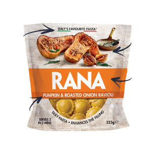Rana Pumpkin Onion Ravioli 325g | Auckland Grocery Delivery Get Rana Pumpkin Onion Ravioli 325g delivered to your doorstep by your local Auckland grocery delivery. Shop Paddock To Pantry. Convenient online food shopping in NZ | Grocery Delivery Auckland | Grocery Delivery Nationwide | Fruit Baskets NZ | Online Food Shopping NZ The sweetness of pumpkin and roasted onion create a symphony of flavors that will delight your taste buds.