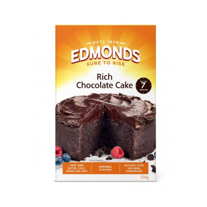 Edmonds Rich Choc Cake 535g | Auckland Grocery Delivery Get Edmonds Rich Choc Cake 535g delivered to your doorstep by your local Auckland grocery delivery. Shop Paddock To Pantry. Convenient online food shopping in NZ | Grocery Delivery Auckland | Grocery Delivery Nationwide | Fruit Baskets NZ | Online Food Shopping NZ Indulge in the luxury of our Edmonds Rich Choc Cake. With just butter, eggs, and water, you can whip up this delectable treat in just 10 minutes.