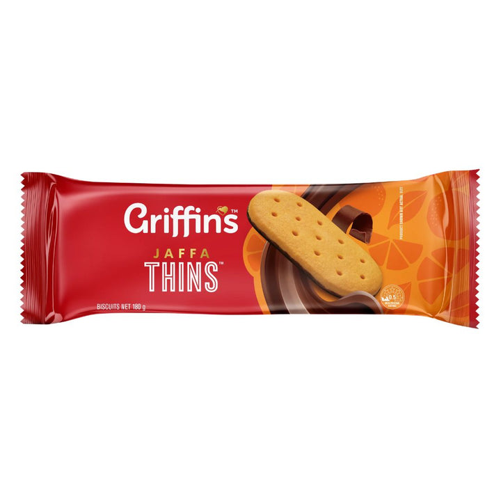 Griffins Jaffa Thins | Auckland Grocery Delivery Get Griffins Jaffa Thins delivered to your doorstep by your local Auckland grocery delivery. Shop Paddock To Pantry. Convenient online food shopping in NZ | Grocery Delivery Auckland | Grocery Delivery Nationwide | Fruit Baskets NZ | Online Food Shopping NZ Griffin’s Jaffa Thins 180g chocolate orange biscuits. Shop Kiwi favourites and sweet snacks online with convenient NZ grocery delivery.