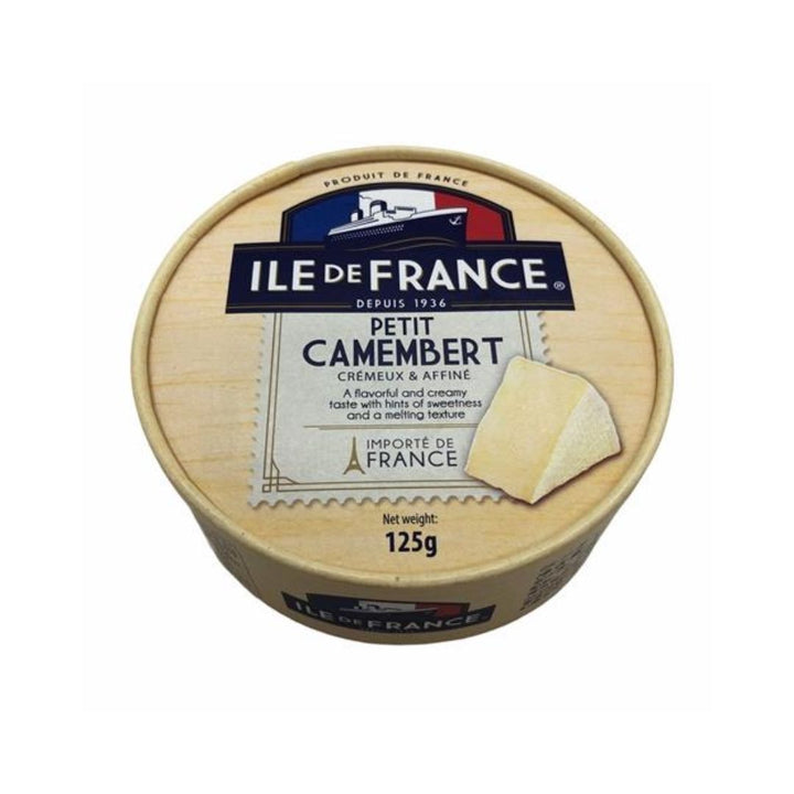 Introducing the Ile de France Petit Camembert, a luxurious and genuine soft cheese that guarantees a stable, mild taste and a soft texture.
