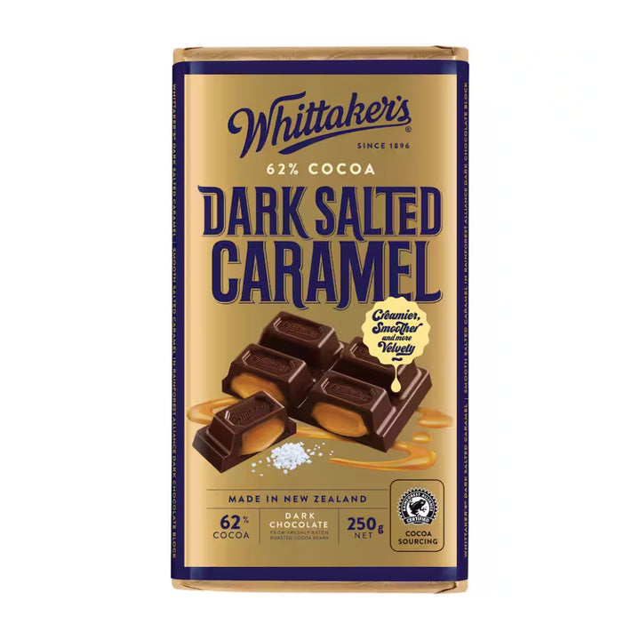 Whittakers Dark Salted Caramel | Auckland Grocery Delivery Get Whittakers Dark Salted Caramel delivered to your doorstep by your local Auckland grocery delivery. Shop Paddock To Pantry. Convenient online food shopping in NZ | Grocery Delivery Auckland | Grocery Delivery Nationwide | Fruit Baskets NZ | Online Food Shopping NZ Rich dark chocolate with smooth salted caramel filling. Perfect treat or gift. Shop Whittaker’s chocolate online with NZ-wide delivery.